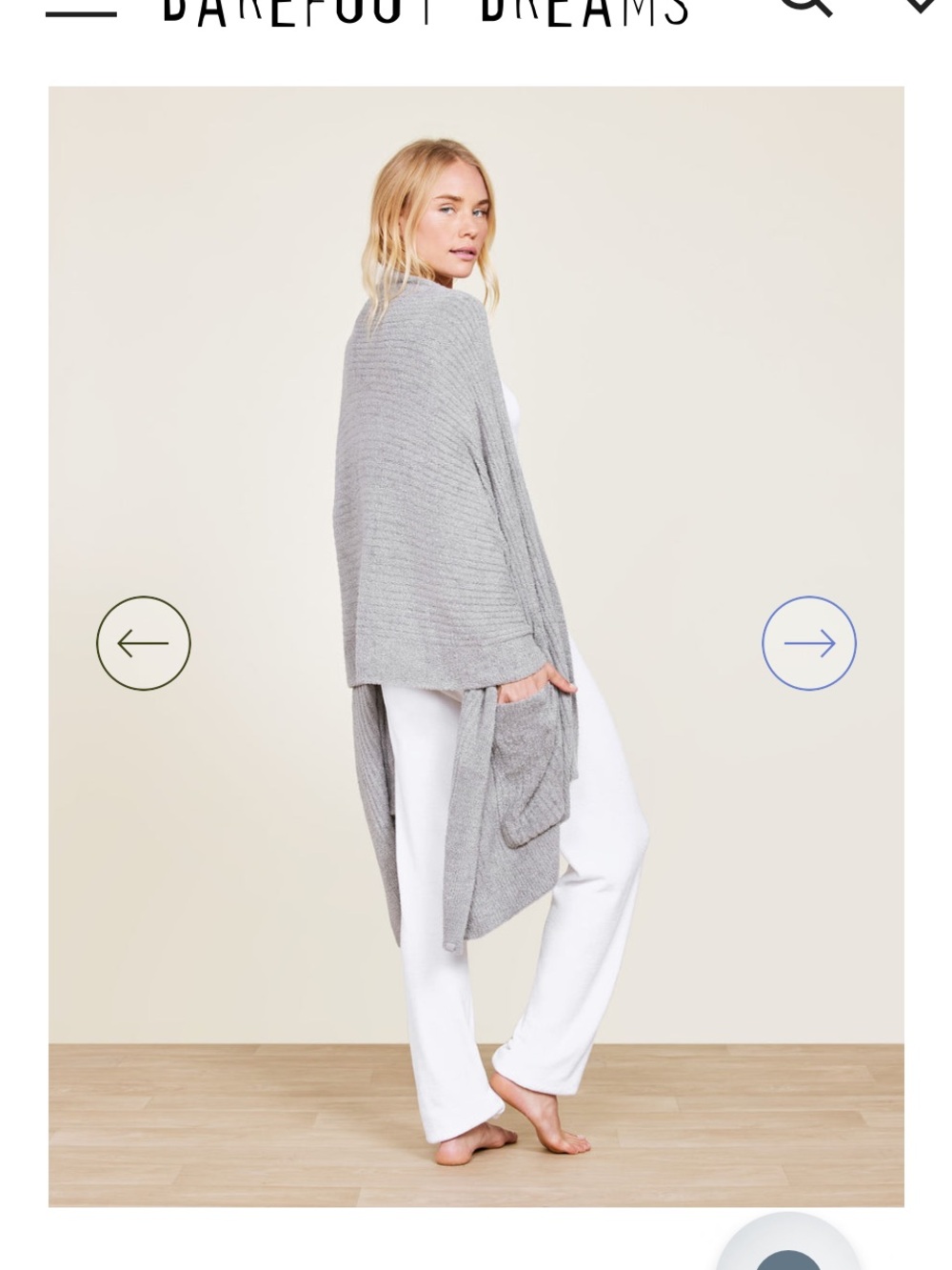 Barefoot Dreams Blue Open-Front Ribbed Wrap Cardigan